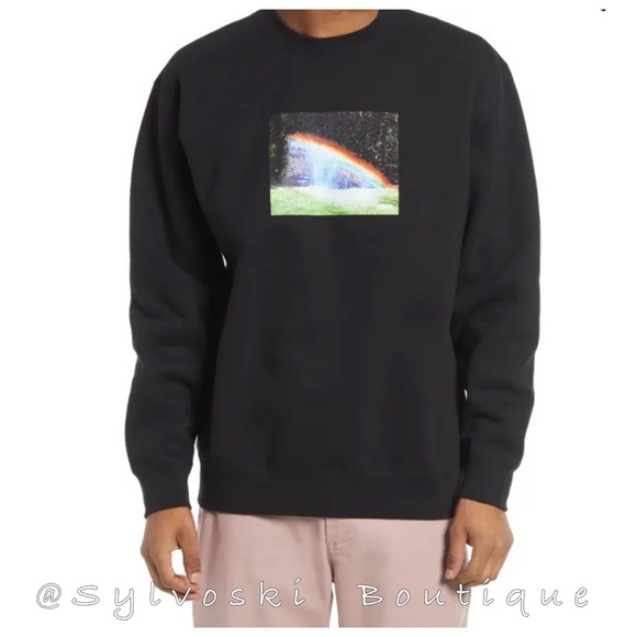 🔥 OBEY Rainbow Graphic Sweatshirt In Black NWT - Picture 2 of 7